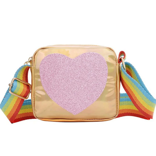 Shimmer & Glitter Gold Hearts Bag